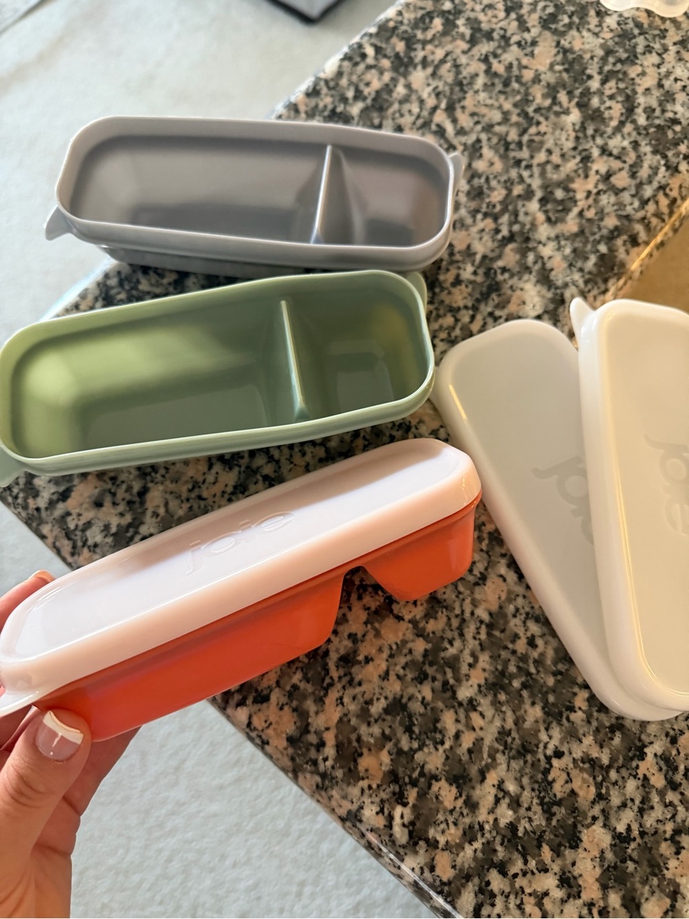 Joie Divided Snack Containers - Orange, Sage, Gray, White
